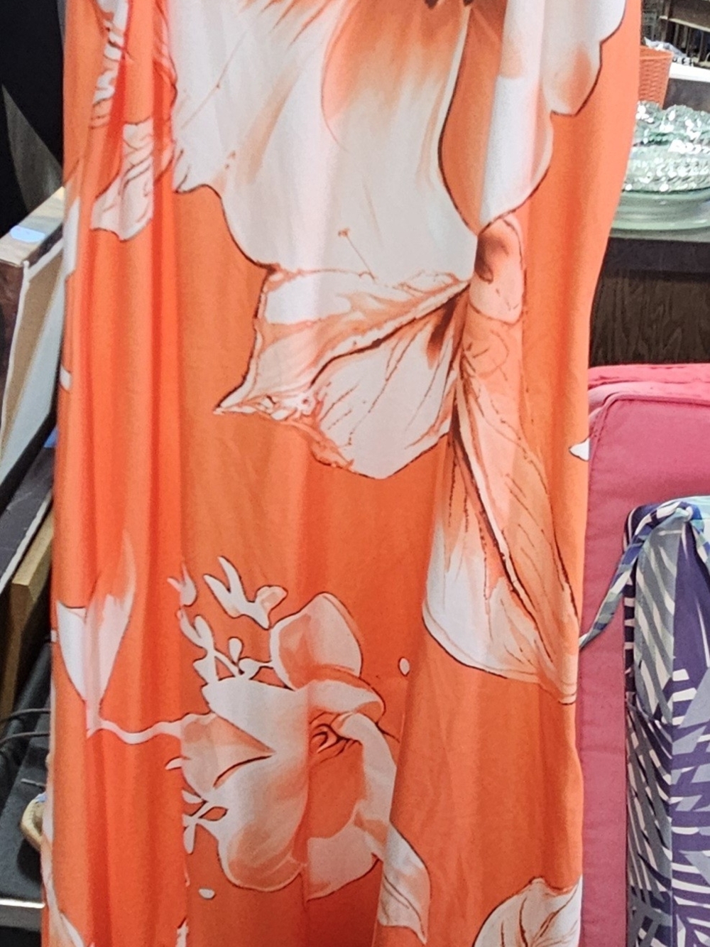 Floral Orange Sleeveless Maxi Dress